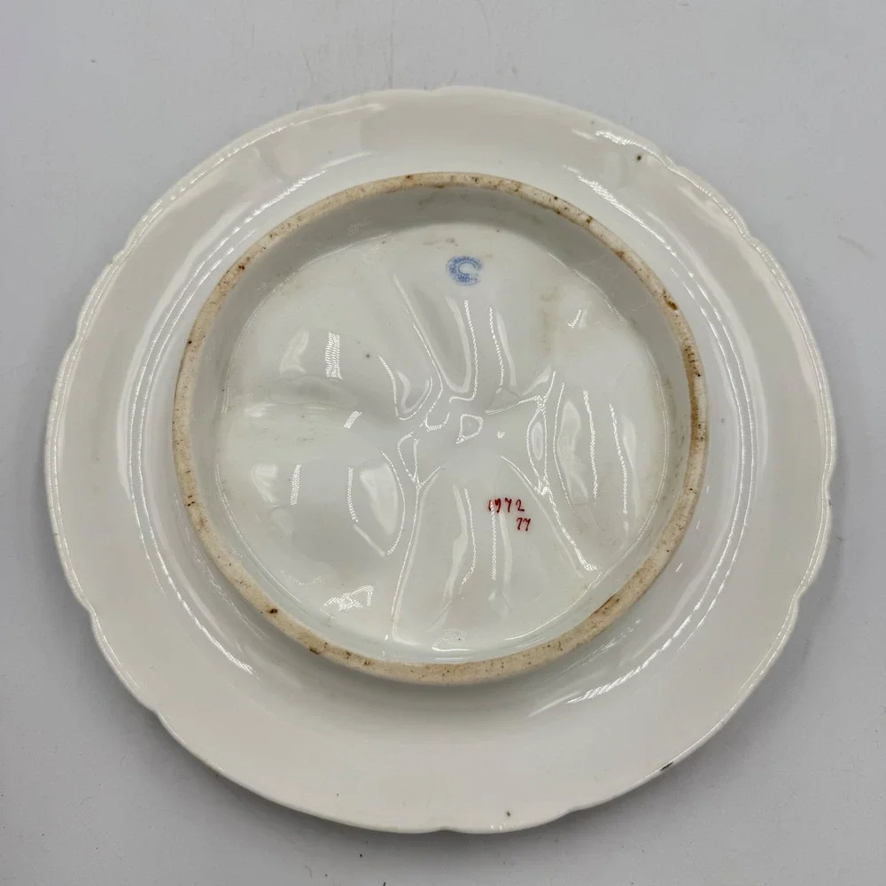 Antique Marx‎ & Gutherz Carlsbad Austria Oyster Plate Pink Oyster 5 Wells Floral